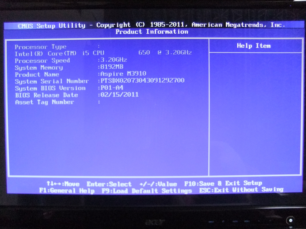 価格.com - 『Core i5-650 BIOS』Acer Aspire M3910 ASM3910-A54D ...