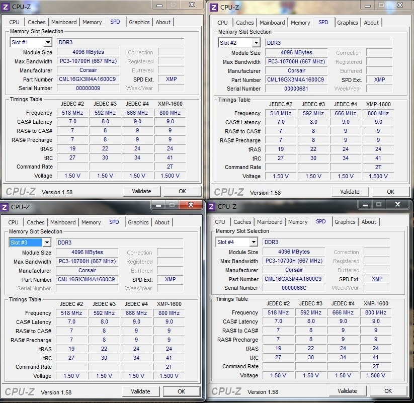 CPU－Z の SPD 表示で 質問があります。』 Corsair CML16GX3M4A1600C9B 