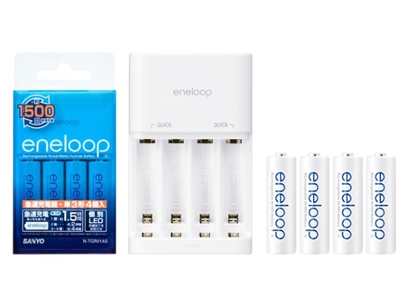 三洋電機 eneloop 単3形4個付 2倍速・3倍速対応 急速充電器セット N