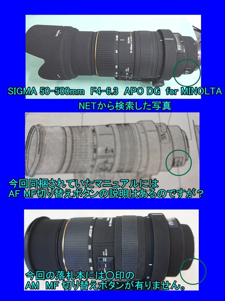 SIGMA 50-500mm F4-6.3 APO DG for MINOLTA』 シグマ APO 50-500mm F4