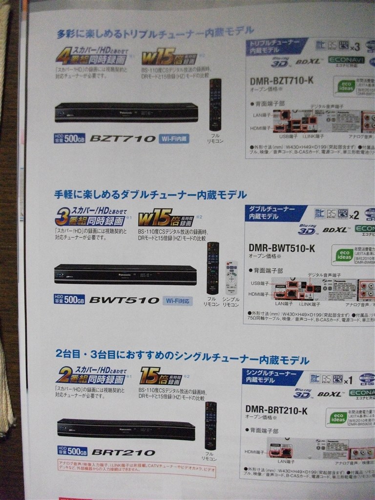 新機種が並びましたね パナソニック スマートディーガ Dmr Bzt0 のクチコミ掲示板 価格 Com