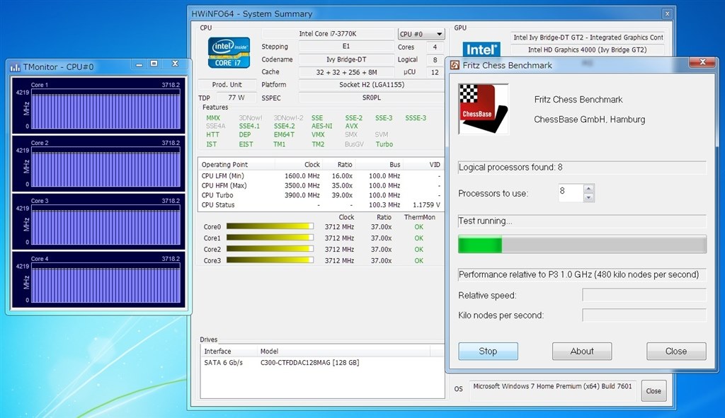 4コア動作時のTBクロック』 インテル Core i7 3770 BOX の 4コア動作時のTBクロック』 インテル Core i7 3770 BOX の