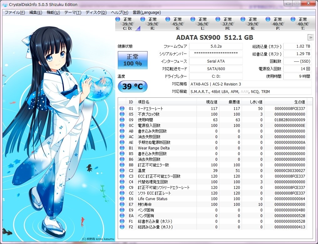 SMARTの値について』 ADATA ASX900S3-512GM-C のクチコミ掲示板