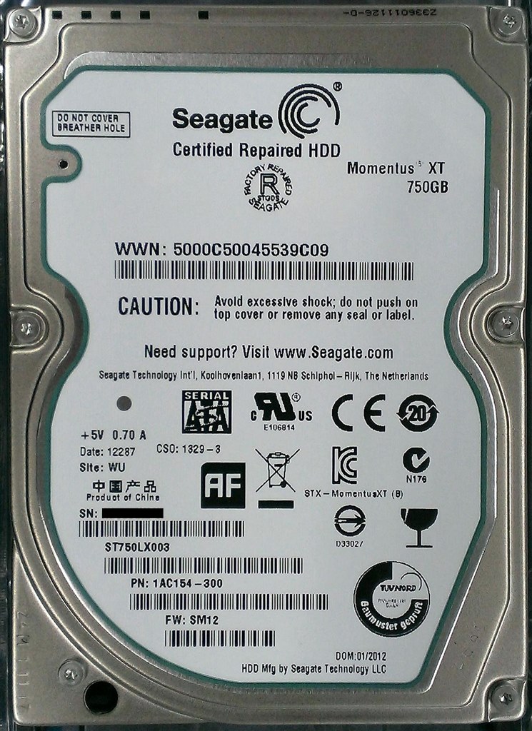 返品交換リポート（長文失礼）』 SEAGATE ST750LX003 [750GB 9.5mm] の