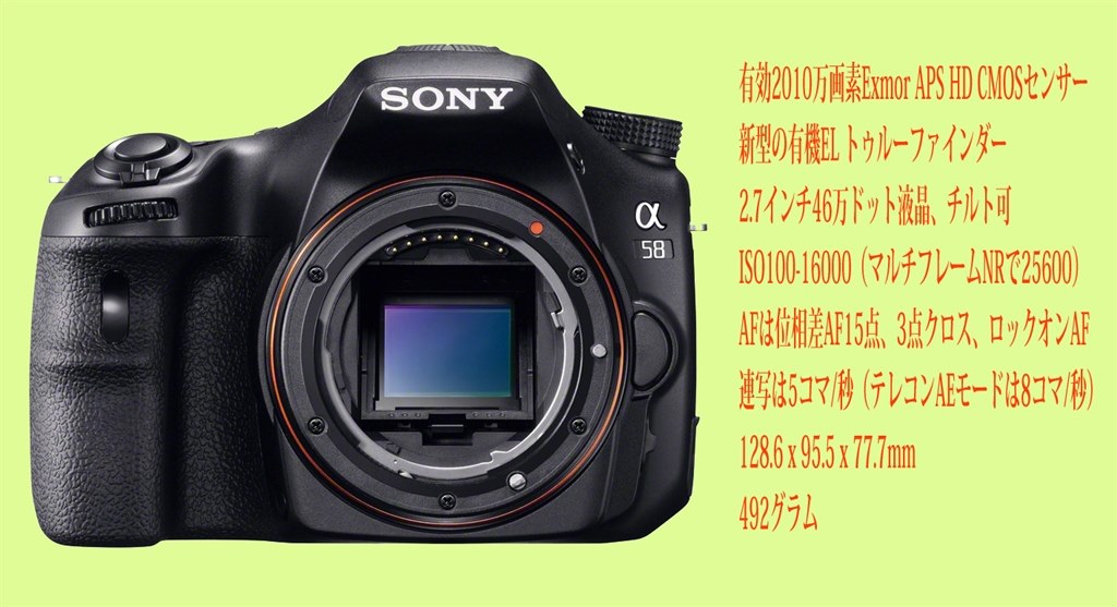 A58のスペック、三本の新Aマウントレンズ』 SONY α57 SLT-A57 ボディ